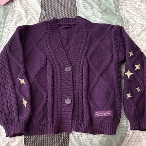 Taylor Swift Deep Purple Cardigan with Gold Accents